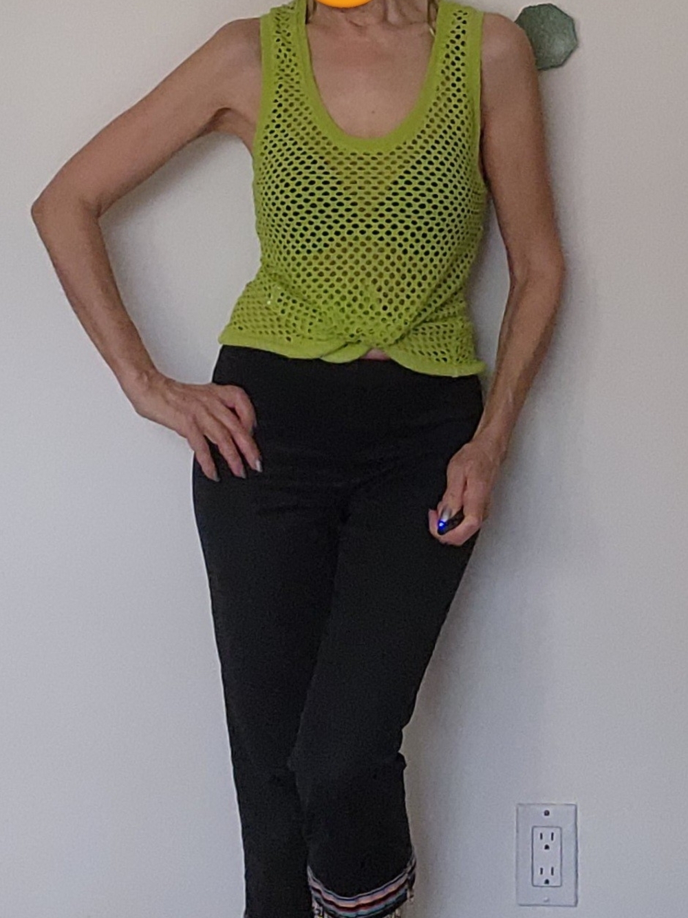 ZARA 2-Way Wear Chartreuse Open Knit Mesh Tank Top